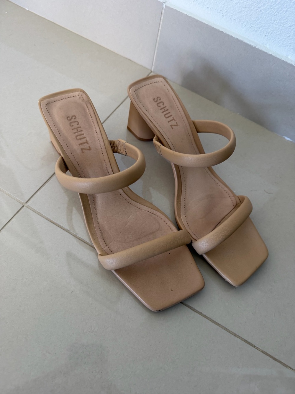 SCHUTZ Tan Double-Strap Block Heel Sandal - Picture 5 of 7